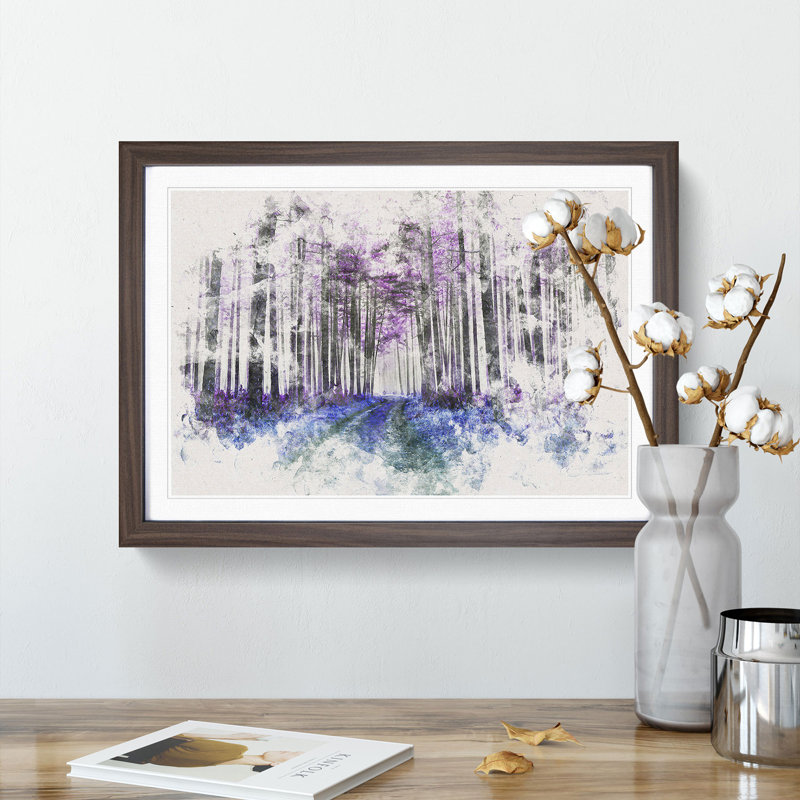 Path Through a Purple Forest - Picture Frame Painting Print, 62cm H x 87cm W x 2cm D, Walnut Framed