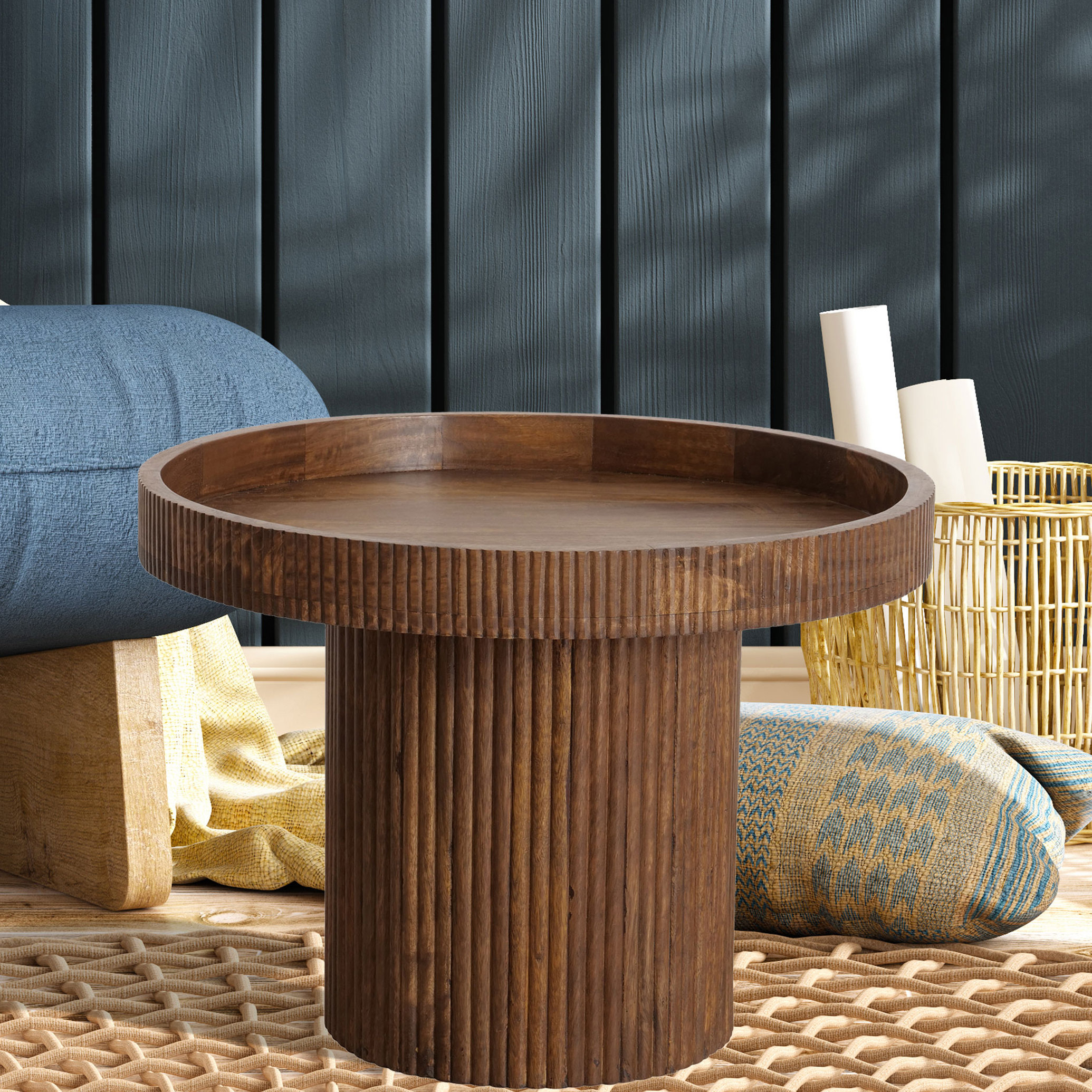 Loon Peak?? Gerardus Solid Fluted Wood Pedestal End Table | Wayfair