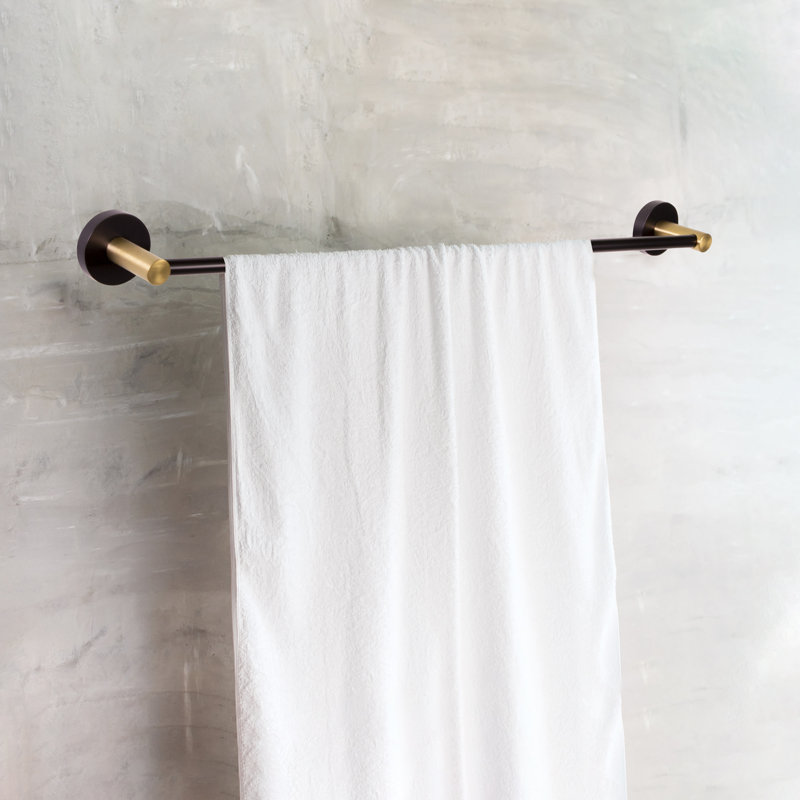 24.4" Wall Mounted Towel Bar, Matte Black/Satin Gold