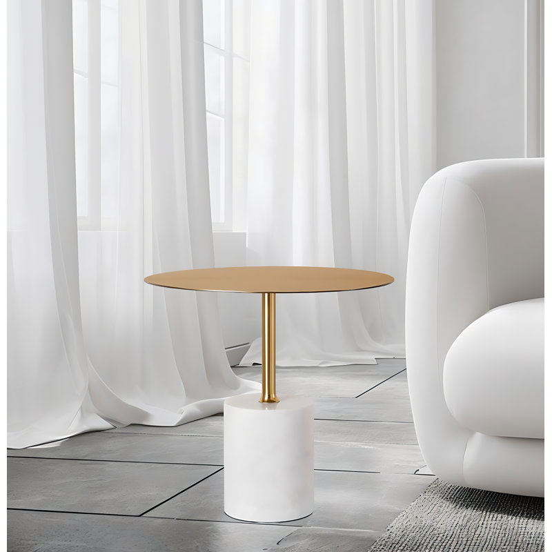 Modern Brass Marble Based Side Table