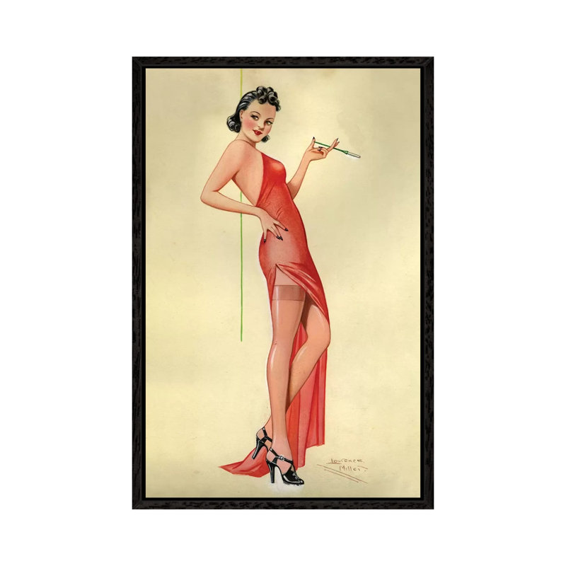 1940s UK Pinup Poster by Laurence Miller - Gallery-Wrapped Canvas Giclée on Canvas, 66.04 cm H x 45.72 cm W, Black Framed