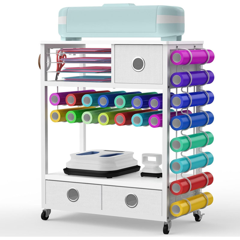 Craft Organizers And Storage With Drawers, Hooks And Height Adjustable Shelf, Rolling Storage Cart And Workstation For Accessories