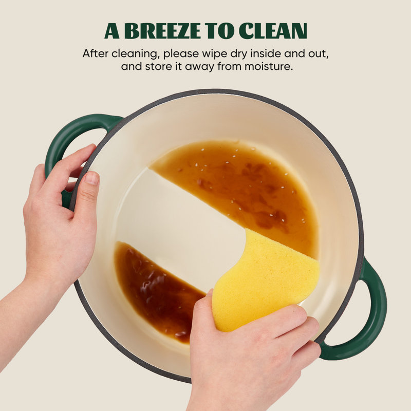 Casserole de 6 pte, 500 ° F, résistante à la chaleur avec couvercle autoportant pour toutes les surfaces de cuisson, Green