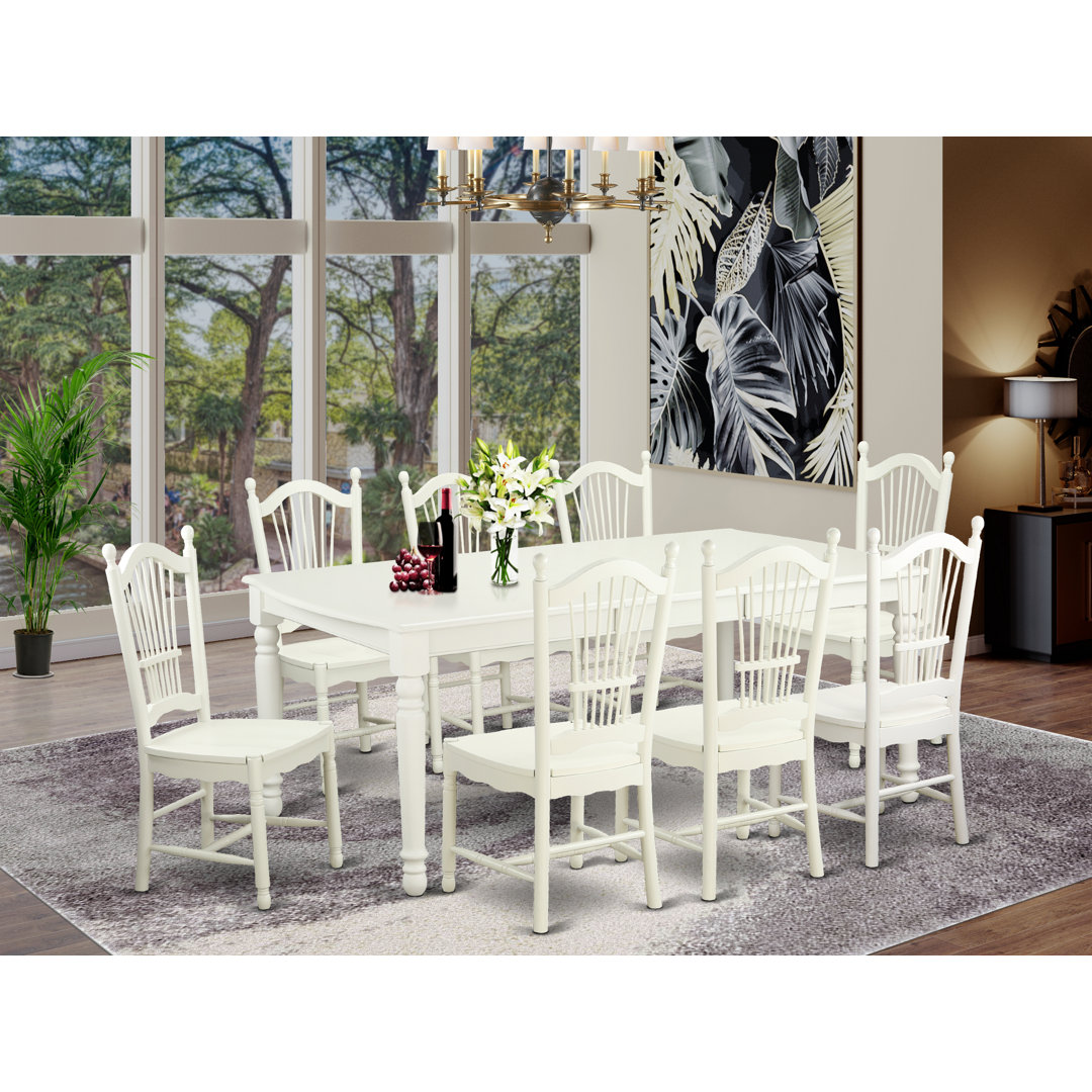 Feasterville Butterfly Leaf Rubberwood Solid Wood Dining Set Canora Grey 