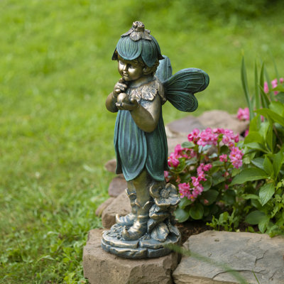 Jaquoya Fairy with Snail Magnesium Garden Statue