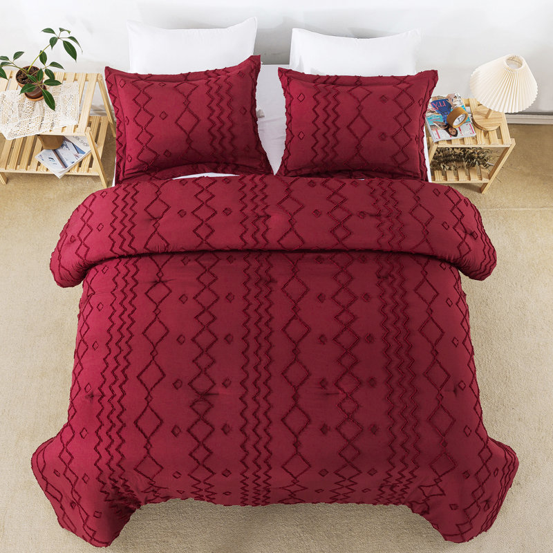 Canobie Comforter, Burgundy, King Comforter + 2 Pillow Shams