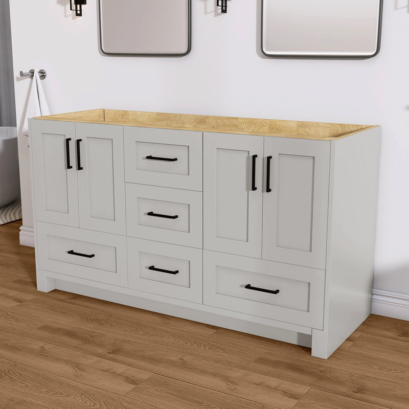 60'' Freestanding Bath Vanity Base Solid Wood Stand Alone Bathroom Cabainet with Dovetail Drawer&Soft-Close Door(Assembled)
