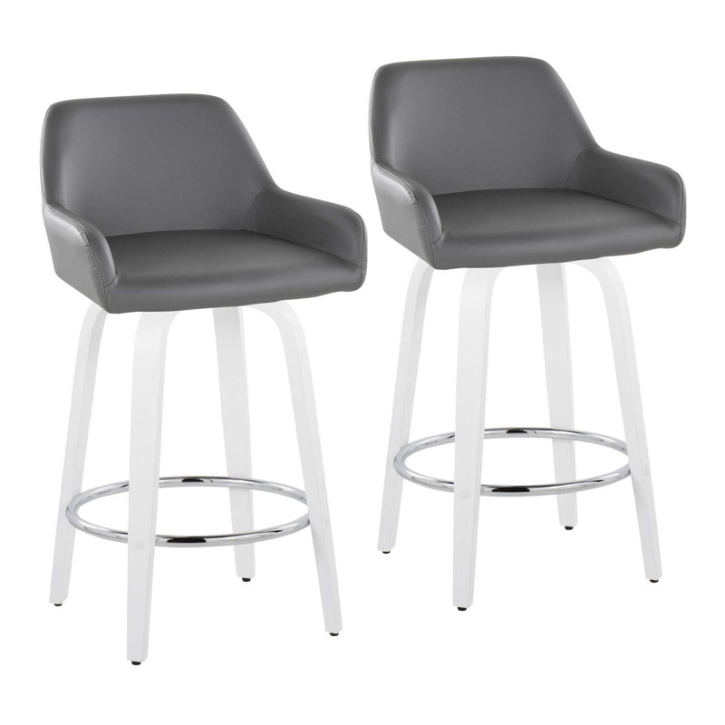 Ensemble de tabourets de bar pivotants contemporains avec similicuir et repose-pieds, Gris