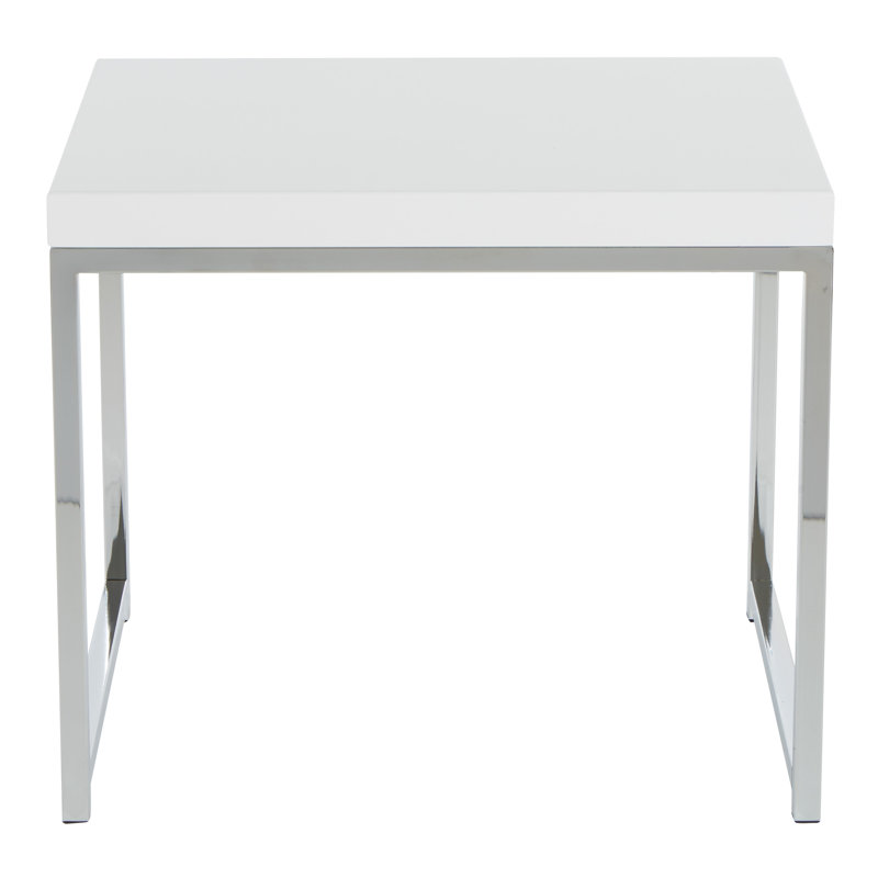 Frome End Table, Chrome/White