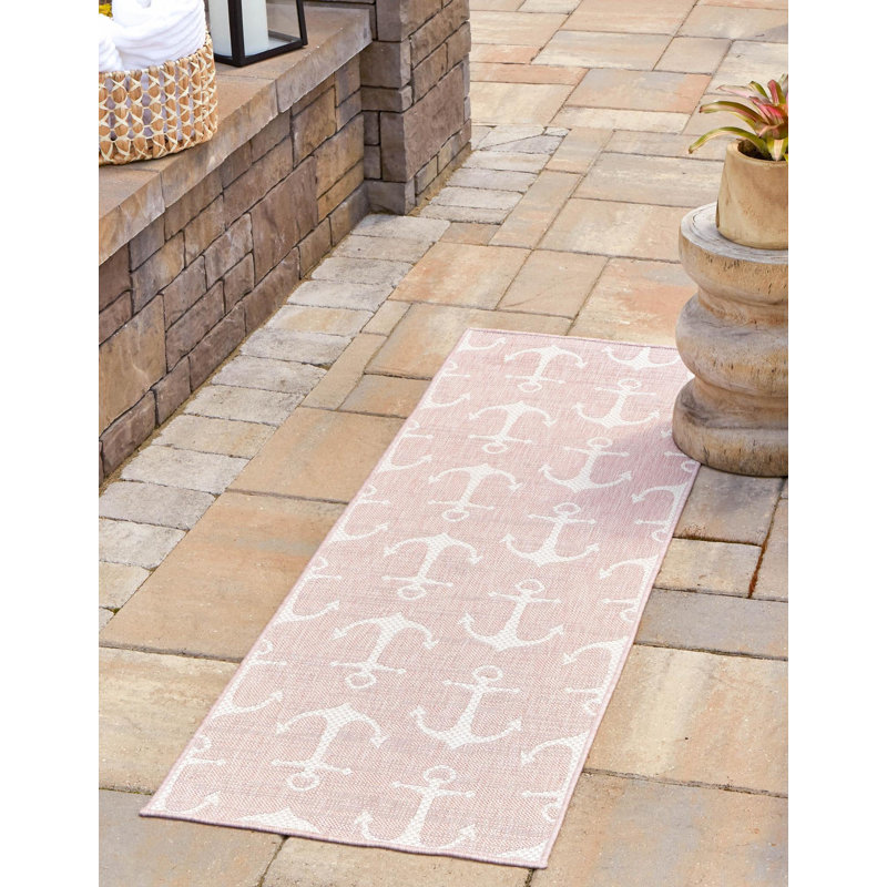 Tapis intérieur / extérieur Brentwood, Rose, Tapis de couloir 2 pi 7 po x 12 pi