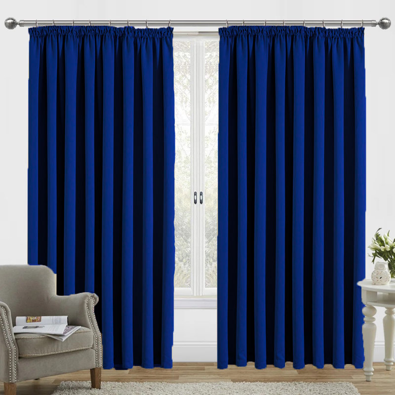 Room Darkening Curtain, Single Panel 168cm Width x 213cm Drop, Navy Blue