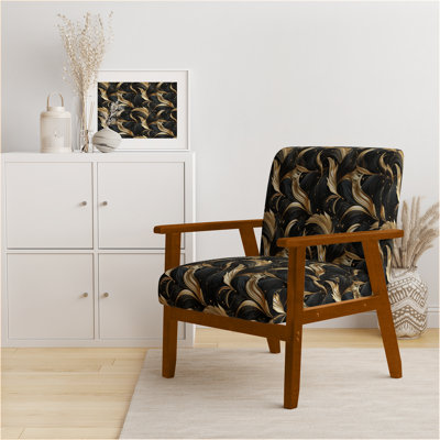 Midnight Charm Gold And Black III - Upholstered Modern Accent Arm Chair