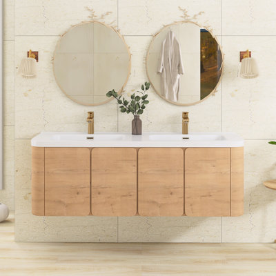 Ensemble de meuble-lavabo mural 59,4 po avec plateau en résine