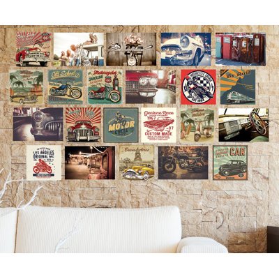 Vintage Vehicles Collage Mural