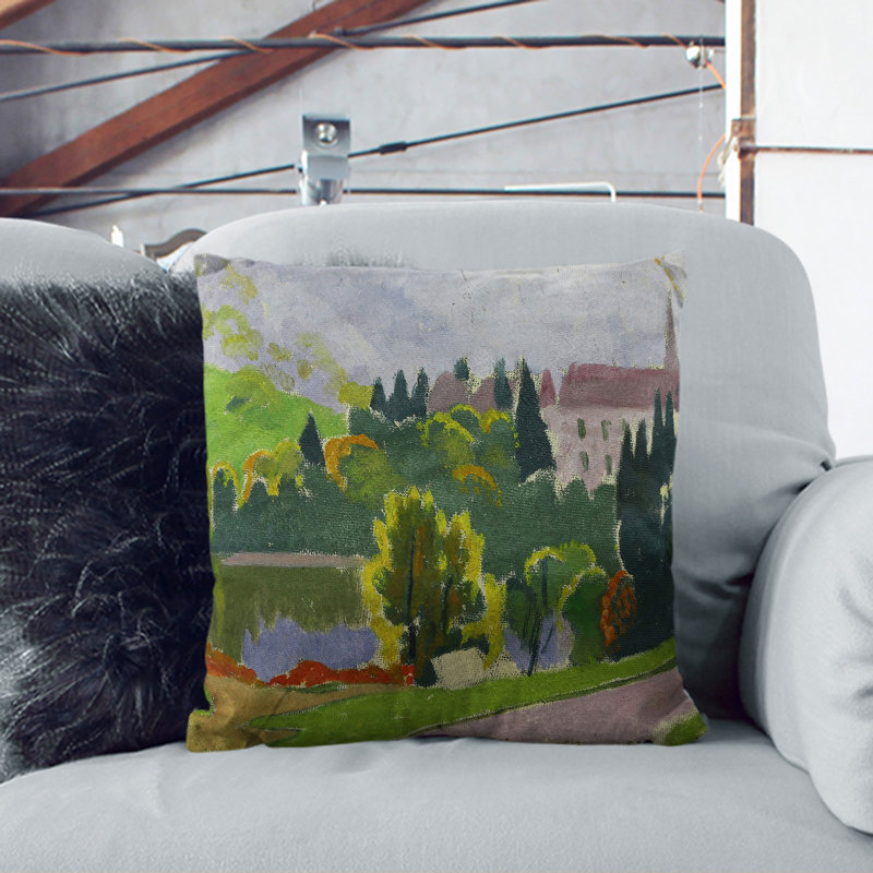 Landscape Square Throw Cushion, 40cm H x 40cm W x 15cm D, Black