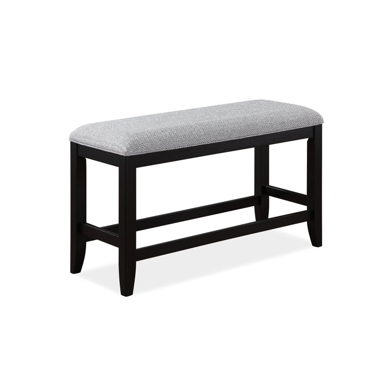 Banc rembourré à hauteur de comptoir en tissu brun foncé foncé - aspect lin et design moderne, Gris, Brun