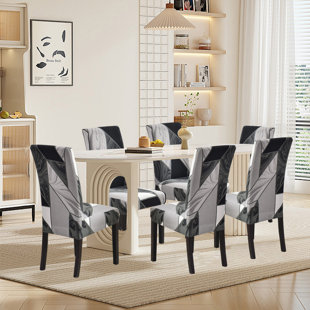 Dining Room Chair Covers, Stretch Chair Slipcovers ,Removable, Washable, Protective Chair Cover Set Of 6