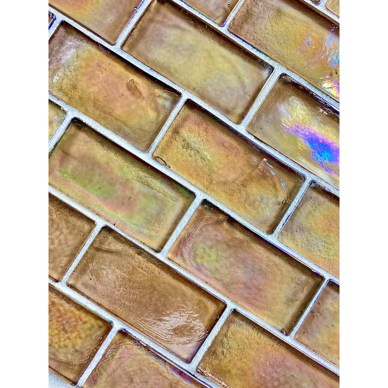 Atmosphere 2 in. x 4 in. Iridescent Recycled Glass Mosaic Decorative Wall & Pool Tile