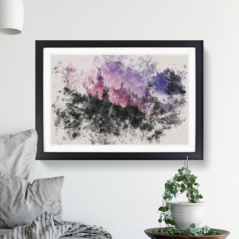 Purple Forest - Single Picture Frame Print on Wood, Black Framed, 48cm H x 65cm W x 2cm D
