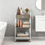 Étagère de salle de bain autoportante à 3 niveaux avec tiroir en tissu amovible, organisateur de rangement polyvalent pour salle de bain, salon, chambre à coucher et balcon