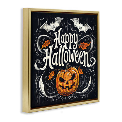 Cadre flottant Happy Halloween avec détails ornés, design par Creative Studio