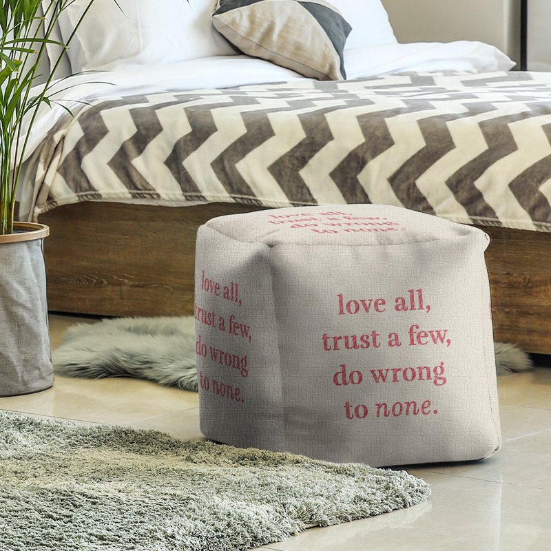 Upholstered Ottoman, White/Red