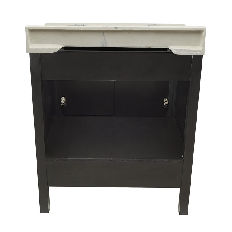 Haleyann 31'' Single Bathroom Vanity with Engineered Quartz Top, Espresso, Carrera