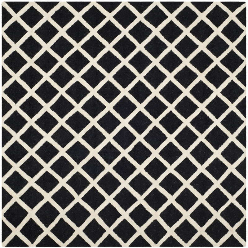 Sanyla Hand Tufted Wool Geometric Rug, Square 6'