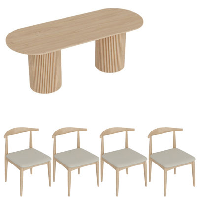 Modern simple solid wood dining table set.