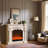 American-Style Solid Wood Carved Electric Fireplac