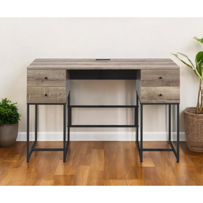 Bureau 47 po avec quatre tiroirs brun et noir