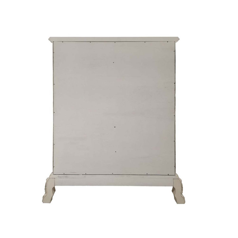 Commode 5 tiroirs et 2 portes Dresden II, finition blanc os