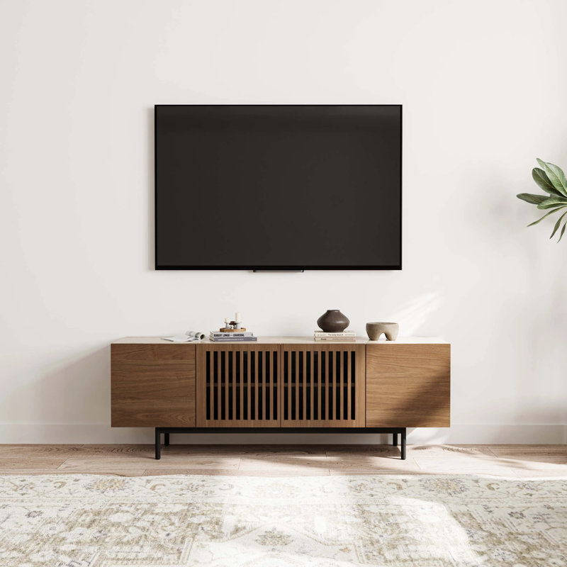 Meuble télé Mid-Century moderne avec pierre frittée