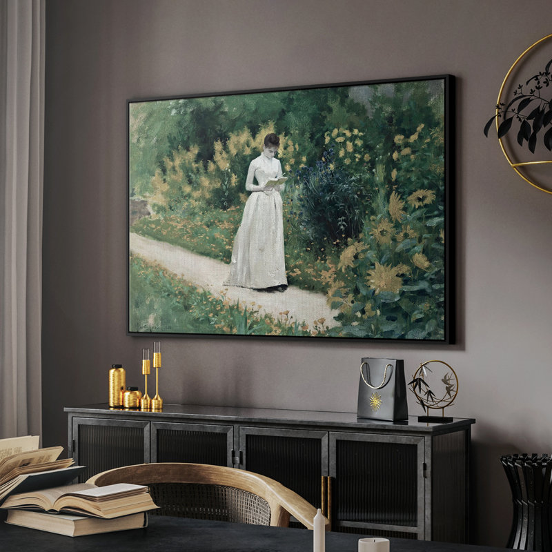 Botanique rétro - LVII, Toile avec cadre flottant noir, H 27 po x l 41 po x P 2 po