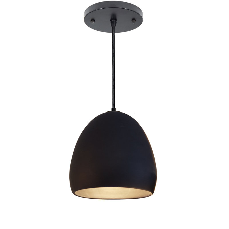 Clay 1 - Light Pendant, Black Fabric, Matte White, No