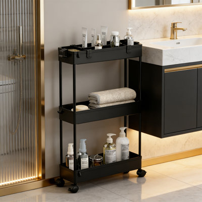 3-Tier Slim Storage Cart Rolling Utility Organizer For Narrow Places