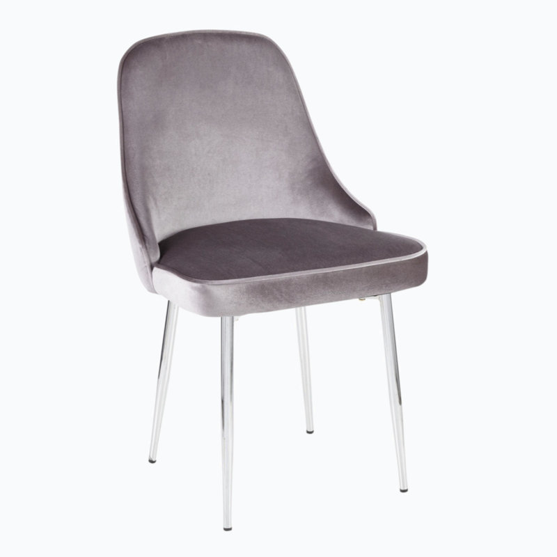 Chaise de salle à manger contemporaine avec structure noire et tissu en velours noir par Lumisource - ensemble de 2, Argent