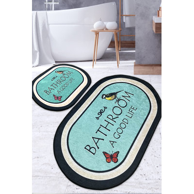 Ensemble de luxueux tapis de bain (2 pièces) en polyester antibactérien de 23,6 po x 39,4 po et de 19,7 po x 23,6 po | Poils doux de 0,4 po de hauteur, dessous antidérapant, lavable à la machine | Idéal pour le confort et la sécurité de la salle de bain
