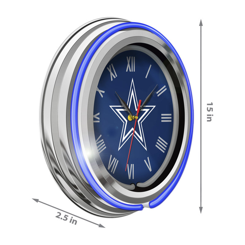 NFL Dallas Cowboys 15" Neon Clock, Blue, NFL Dallas Cowboys