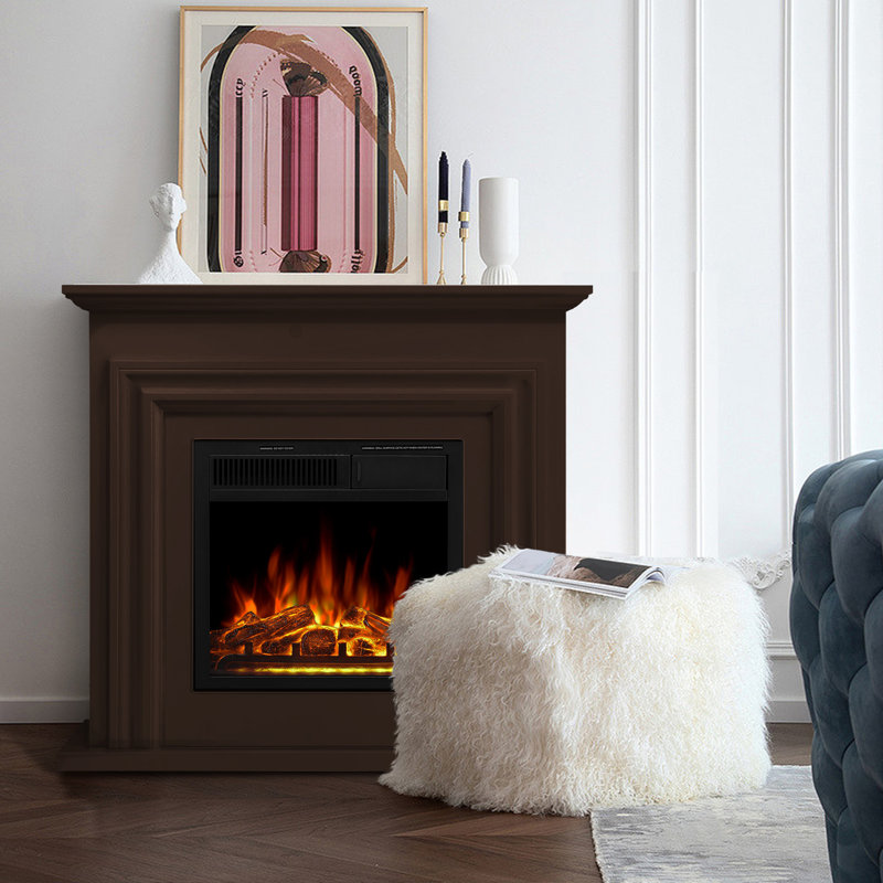  36.15" TV Stand with Independent Electric Fireplace. Remote Control, Five Flame Brightness, Gray