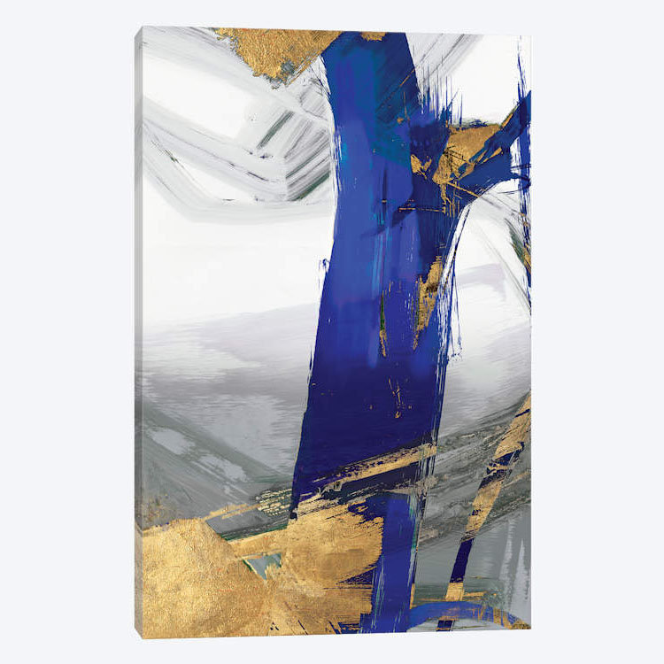 «Indigo Abstract IV» par PI Galerie - reproduction sur toile, H 26 po x l 18 po x P 1,5 po