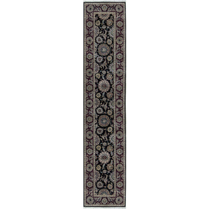 Wool Oriental Area Rug in Wine/Black/Beige/Green