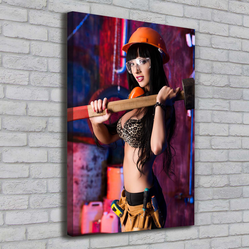 Female Worker - Wrapped Canvas Print