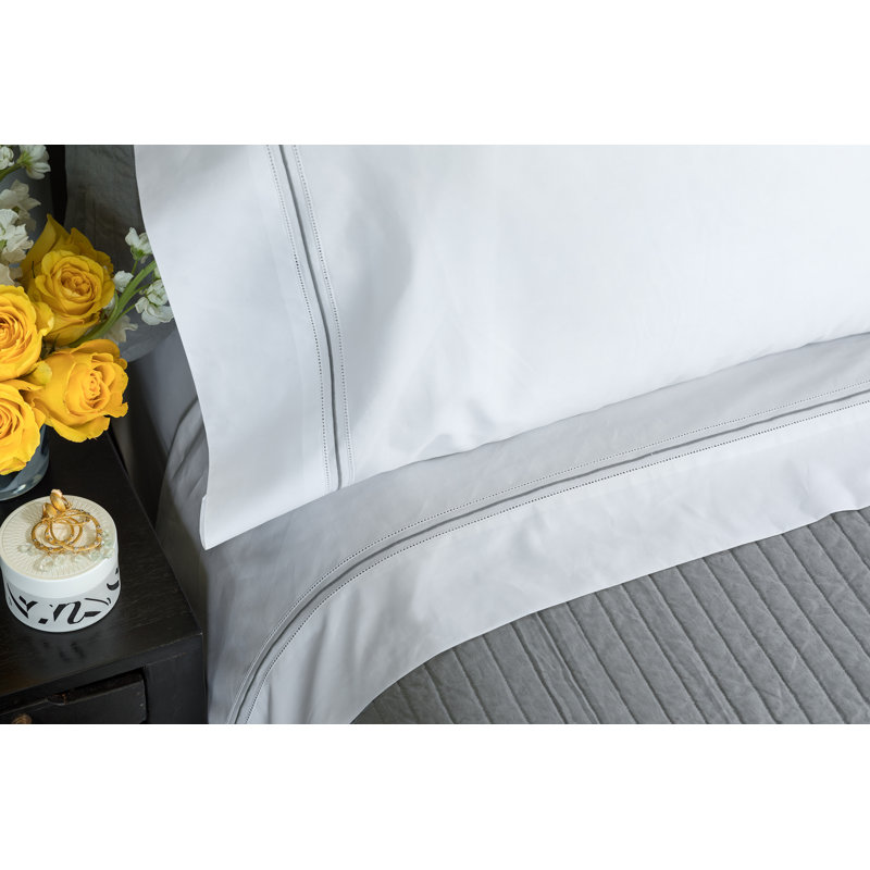 Bella Percale Sheet Set, King Sheet Set + 2 Pillowcases, Silver/White