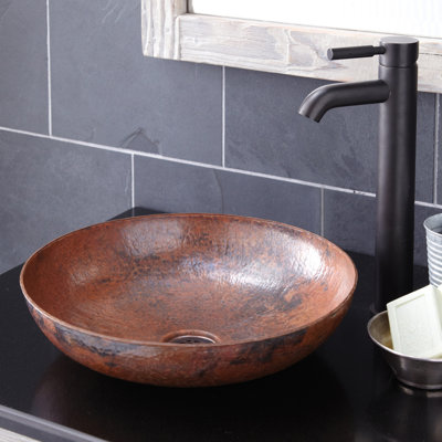 Lavabo de salle de bain vasque circulaire en cuivre trempé