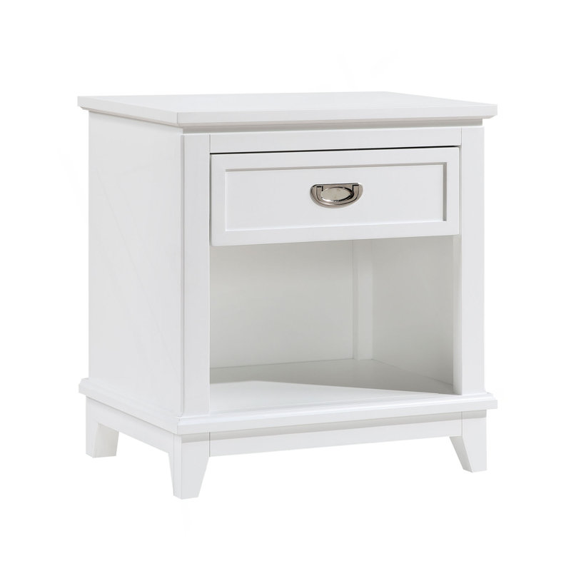 Table de chevet 1pc avec tiroir de rangement et tablette inférieure, Blanc