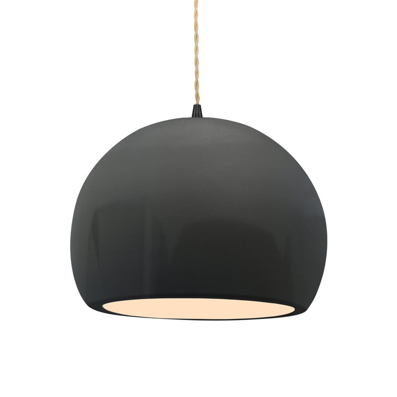 Luminaire suspendu à 1 lumière Aschwin, H 9,25 po x l 12,25 po x P 12,25 po, Gris brillant, Matte Black
