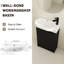 Lavabo de meuble-lavabo autoportant de 23 po. Modèle compact contemporain. Mouvement de porte à fermeture en douceur. Rangement abondant. Schéma de couleur châtaignier noir. Meuble-lavabo de salle de bain moderne facile à décontamine, châtaignier,-628704228