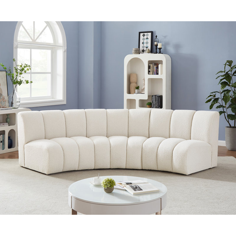 Infinity Upholstered Curved Sectional Symmetrical, Cream Boucle Fabric