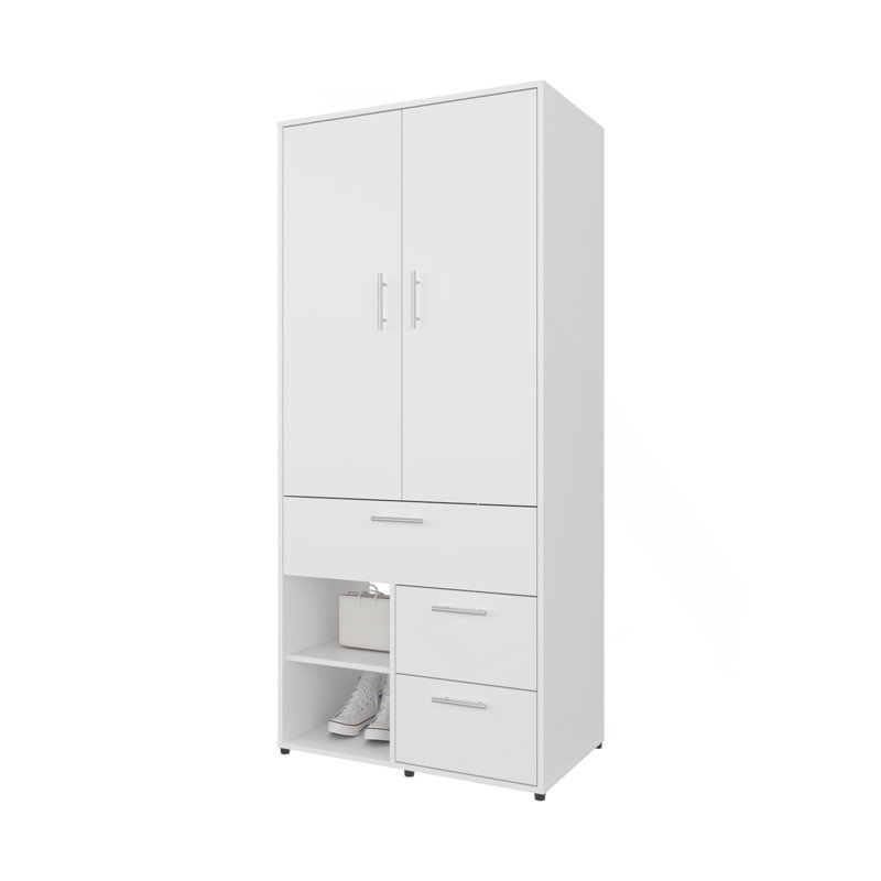 Armoire blanche avec rangement et tringle